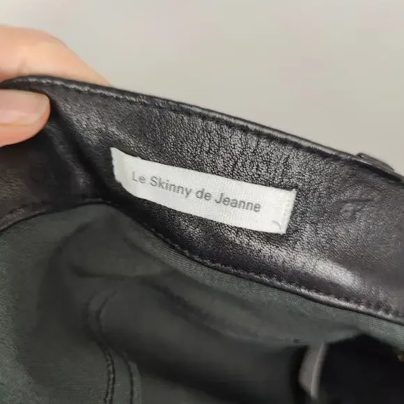 Frame Le Skinny de Jeanne Lamb Leather Jeans Womens 26 Black Slim Rocker Preppy